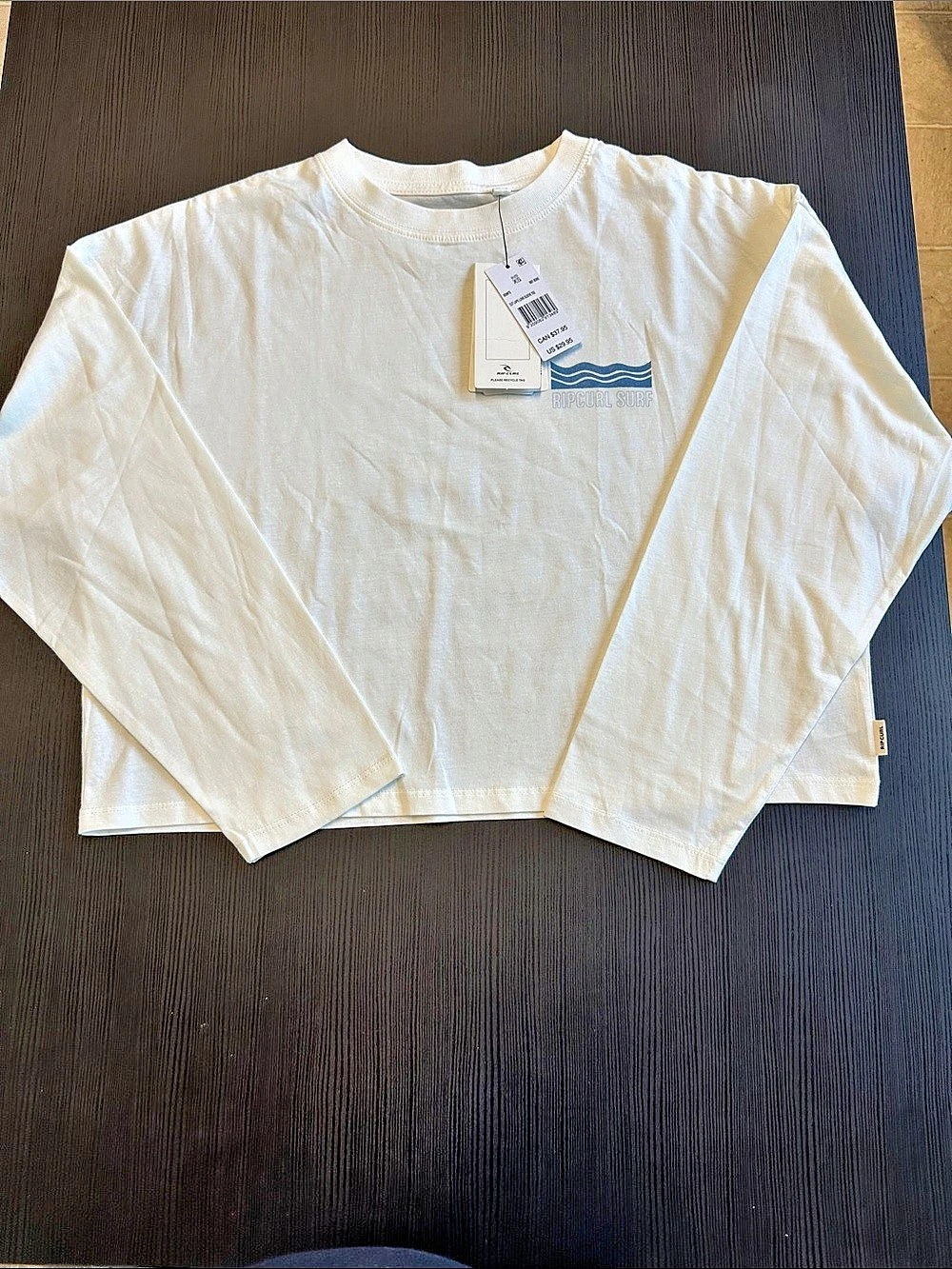 Rip Curl Cut Laps Long Sleeve Tee Cream & Blue Medium
